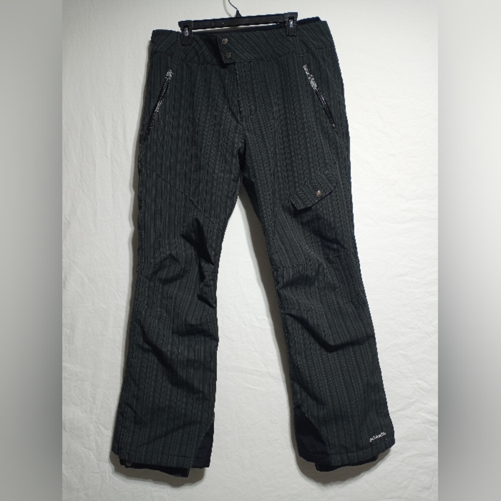 Columbia Woman's Omni-heat Gray & Black Striped Ski Pants Size XL